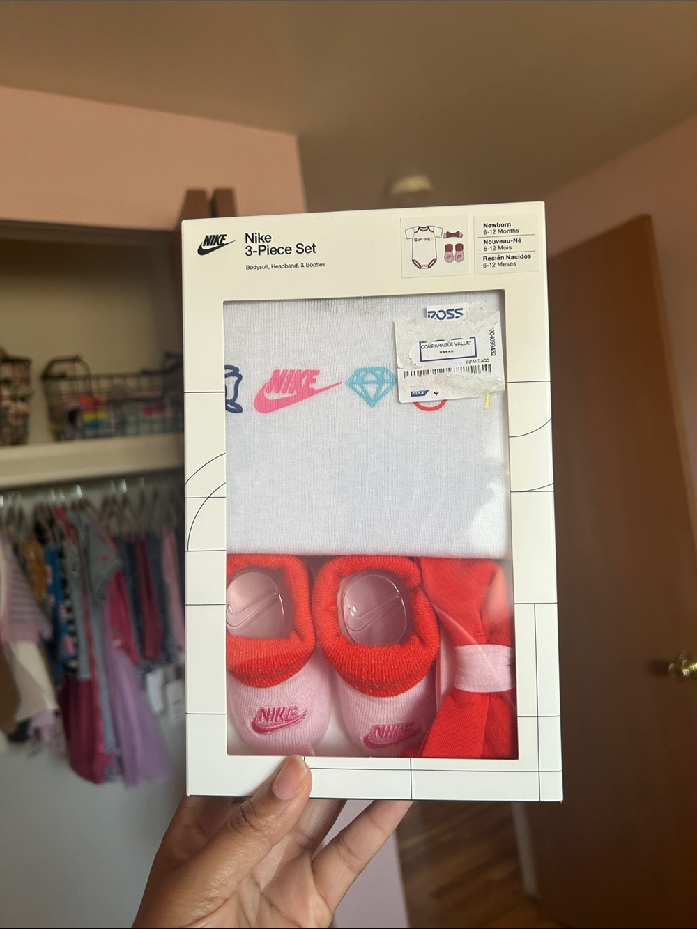 Nike Baby 3-Piece Set in White, Pink & Red